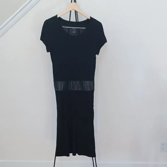 Club Monaco Black Leather Banded Dress - Picture 6 of 6